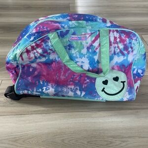 Limited Too Girls Multi-Color Tie Dye Glitter Rolling Smiley Face Y2K Duffel Bag